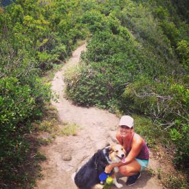 along hike with dog