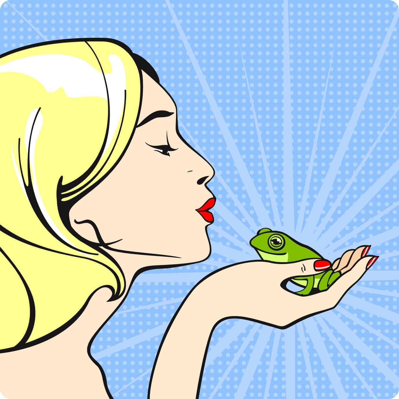 woman kissing frog