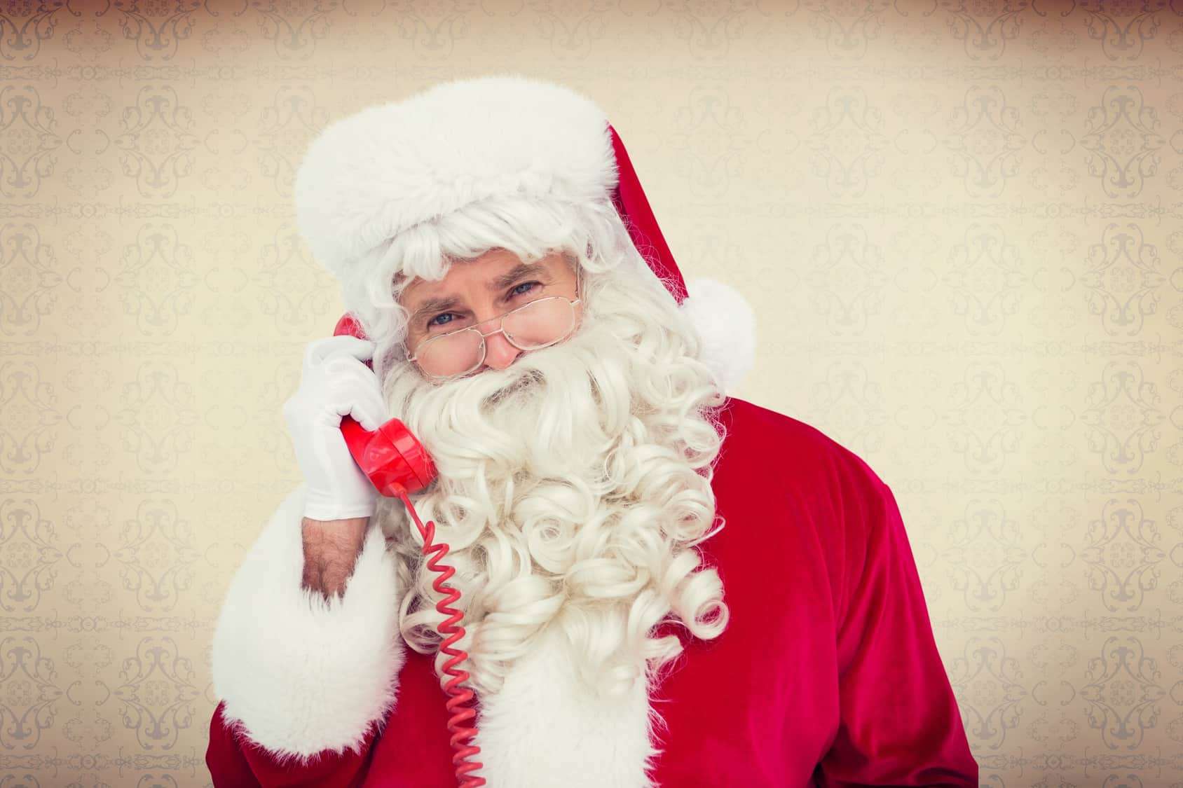 santa holding phone