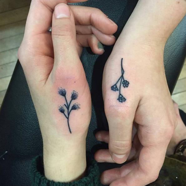 mathching flowers tattoo
