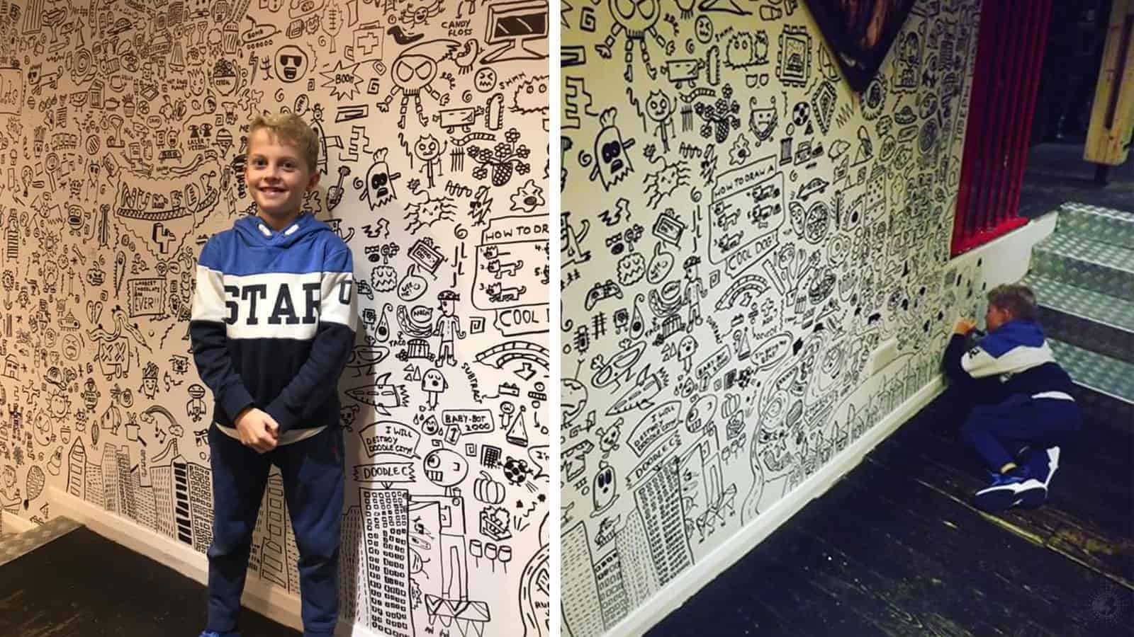 Kid In Trouble For Doodling Hired By Local Restaurant to Create Wall Art