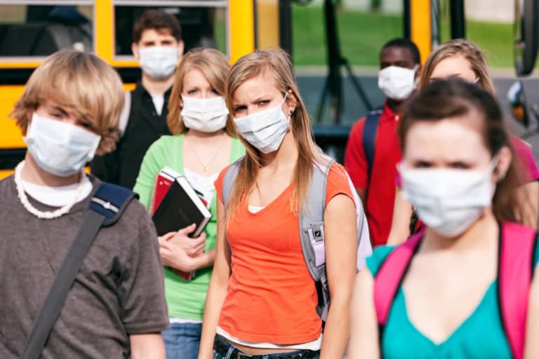 children wear masks for hygien
